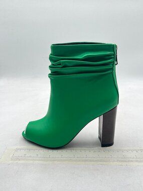 Green Stylish Peep Toe Slouch Ankle Boots Chunky Stacked Heels Party Prom Shoes